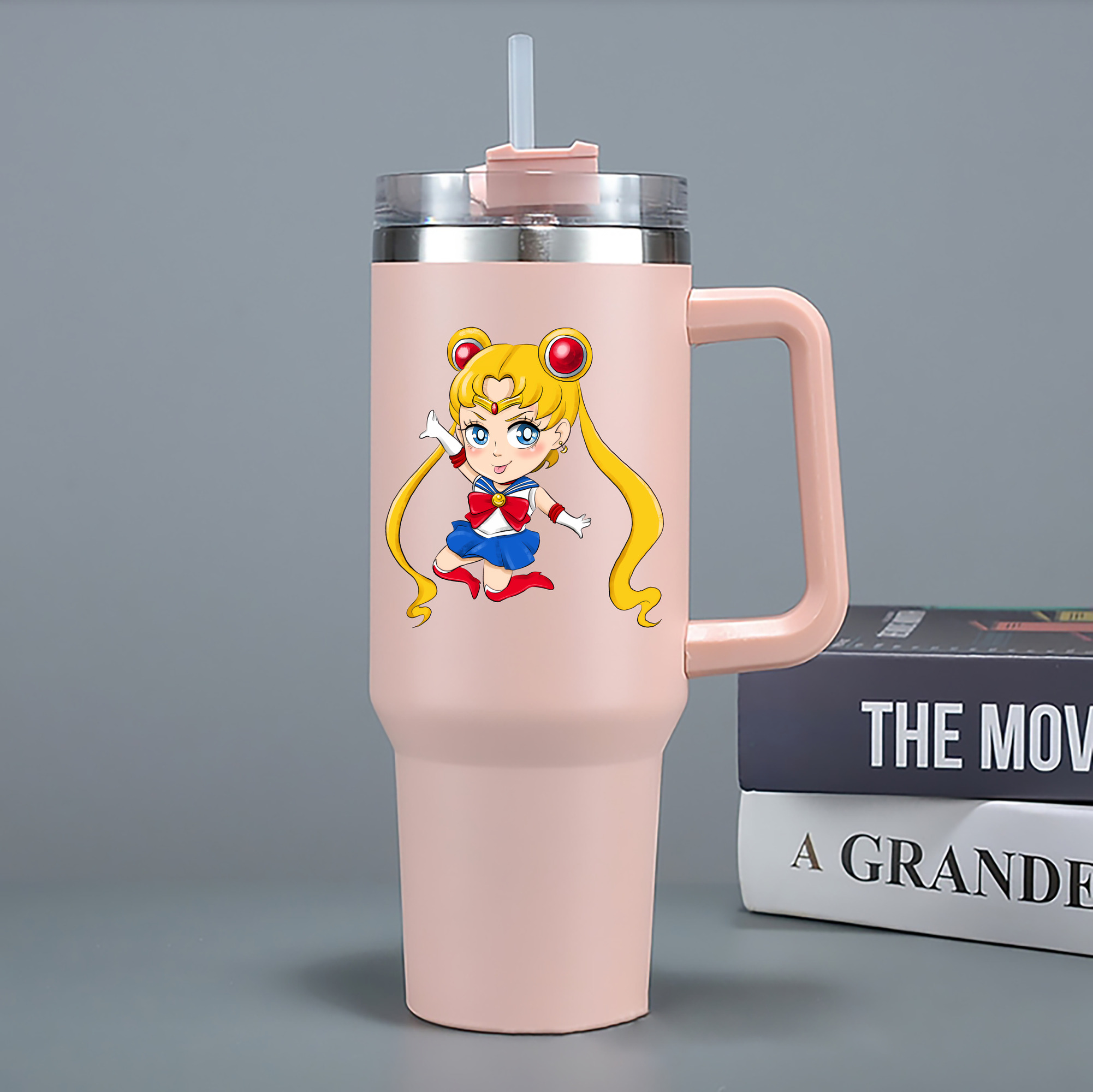 （画像用） 美少女戦士セーラームーン 月野 うさぎ つきの うさぎ Sailor Moon Tsukino Usagi 1200mL車用タンブラー - クリスタルステッカー（プラスチックストロー付き）